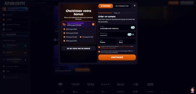 Aphrodite casino login à France